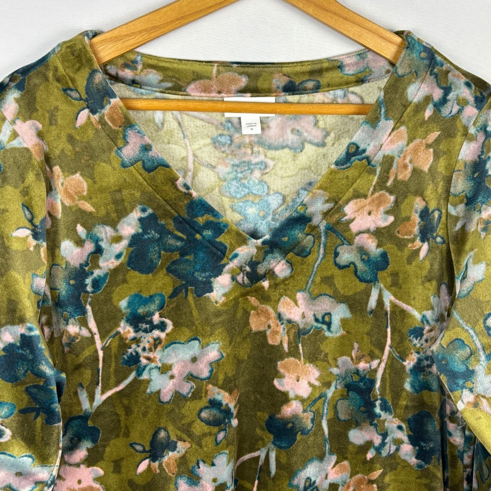Pure Jill Velvet V Neck Long Sleeve Tunic Top‎ Women Size M Boho Forest Fairy - Picture 2 of 10